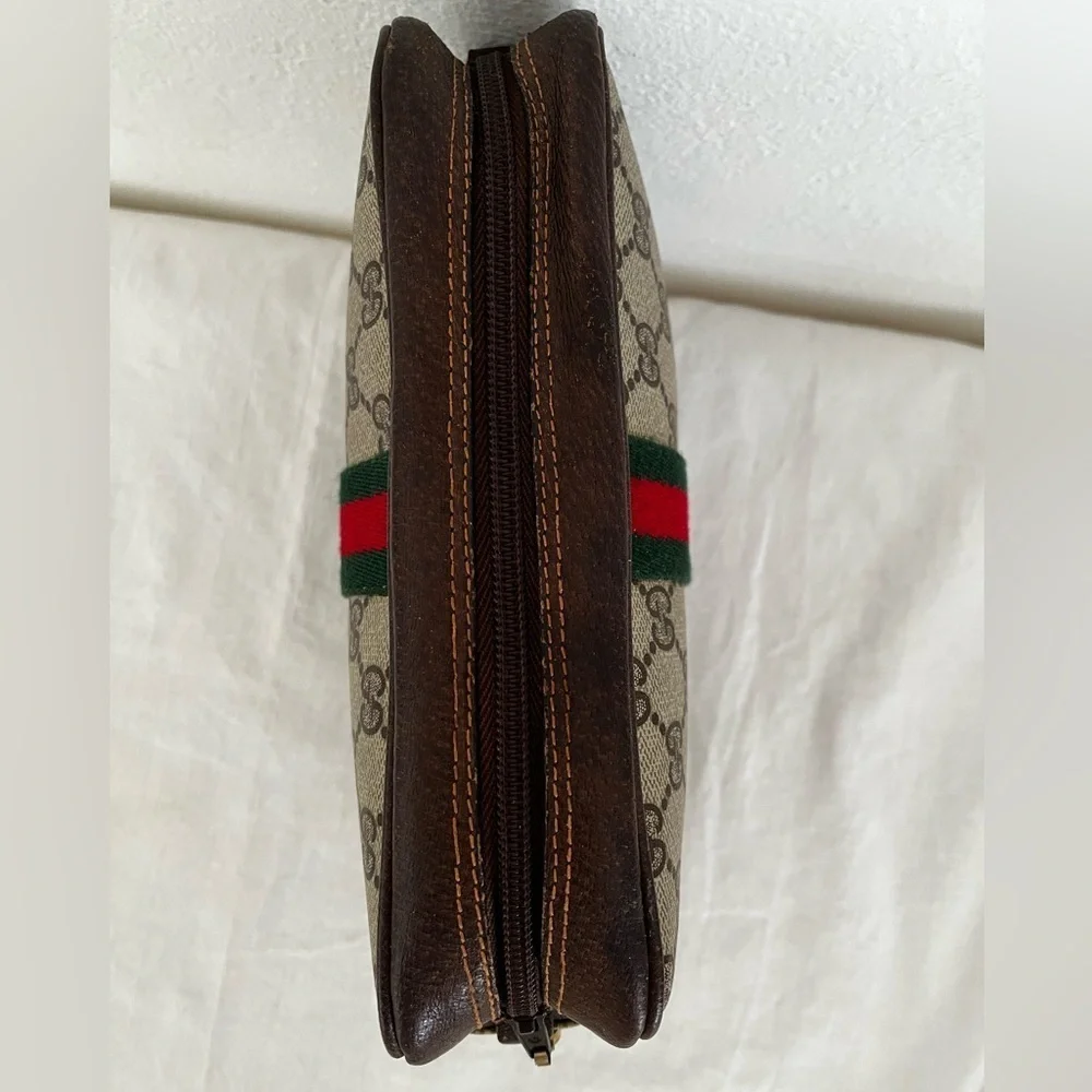 Rare Gucci GG Supreme Sherry Line Cosmetic Pouch Original Interior Late 70s-80